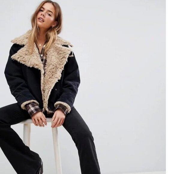 Free People Black Owen’s Sherpa Jacket - XS  as seen on Taylor Swift - Picture 12 of 12